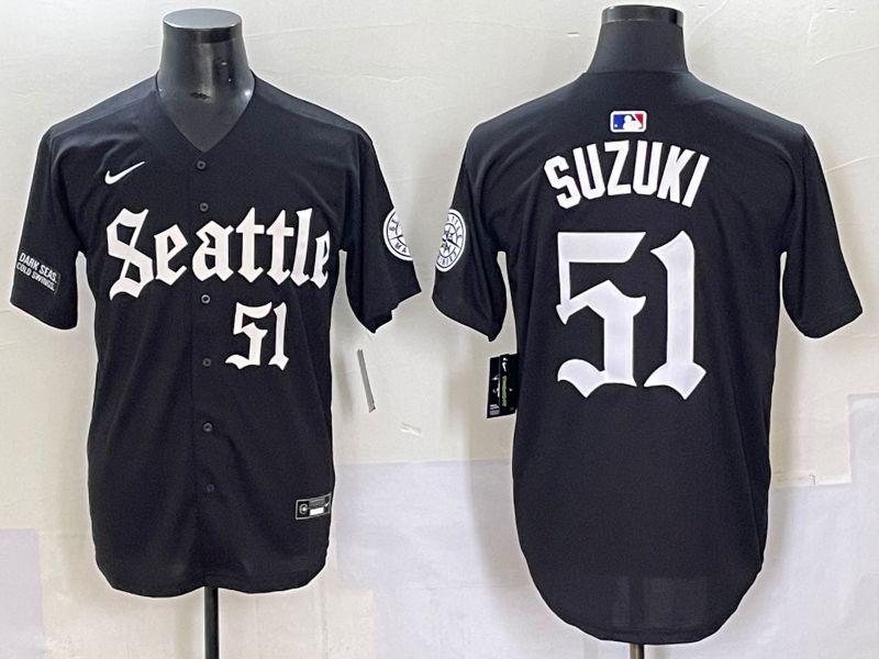 Men 2025 Seattle Mariners #51 Suzuki Five generations Joint Name Nike MLB Jersey style 9->seattle mariners->MLB Jersey